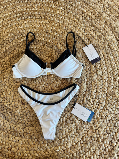 White and black Koko Panel Underwire Bikini set