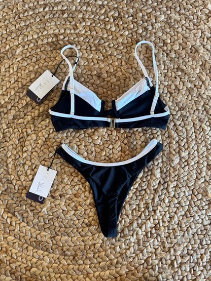 Black And White Koko Panel Underwire Bikini Set