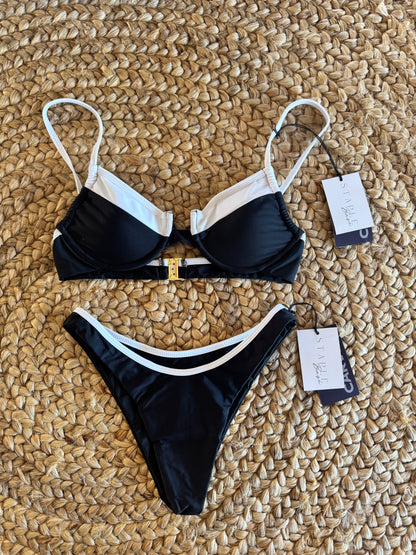 Black And White Koko Panel Underwire Bikini Set