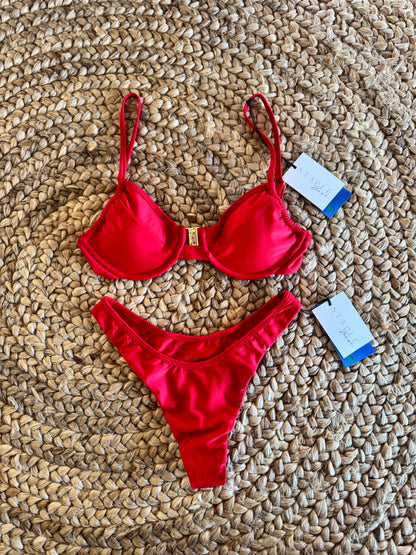 Red Koko Panel Underwire Bikini Set