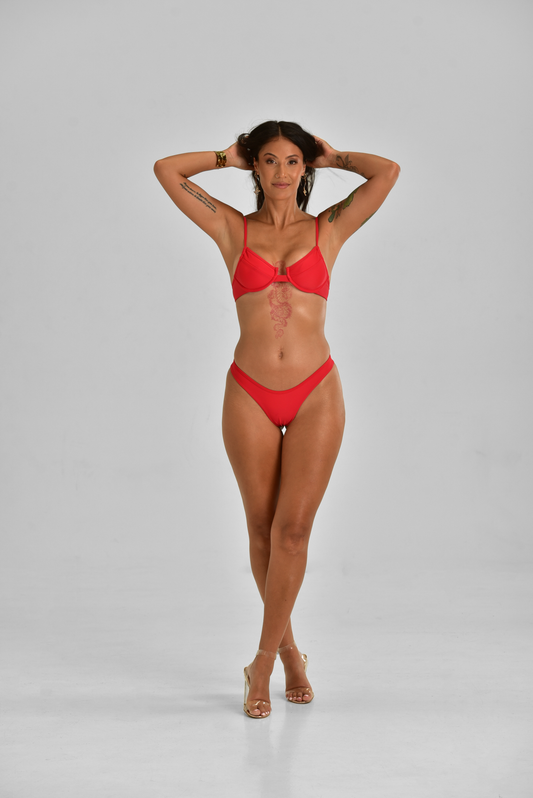 Red Koko Panel Underwire Bikini Set