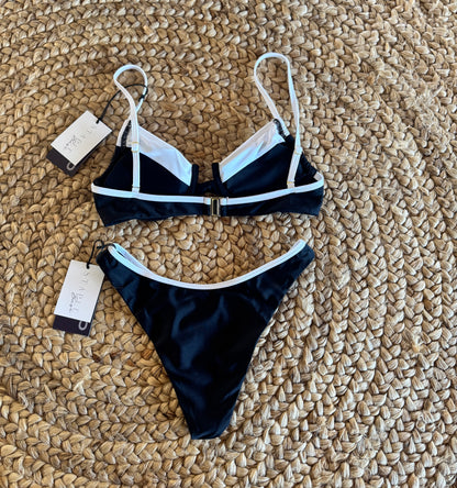 Black And White Koko Panel Underwire Bikini Set