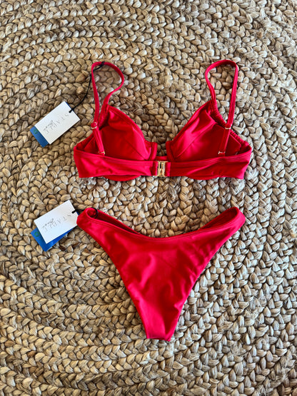 Red Koko Panel Underwire Bikini Set