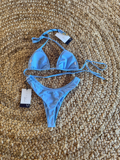 Baby blue Aura Triangle Bikini Set